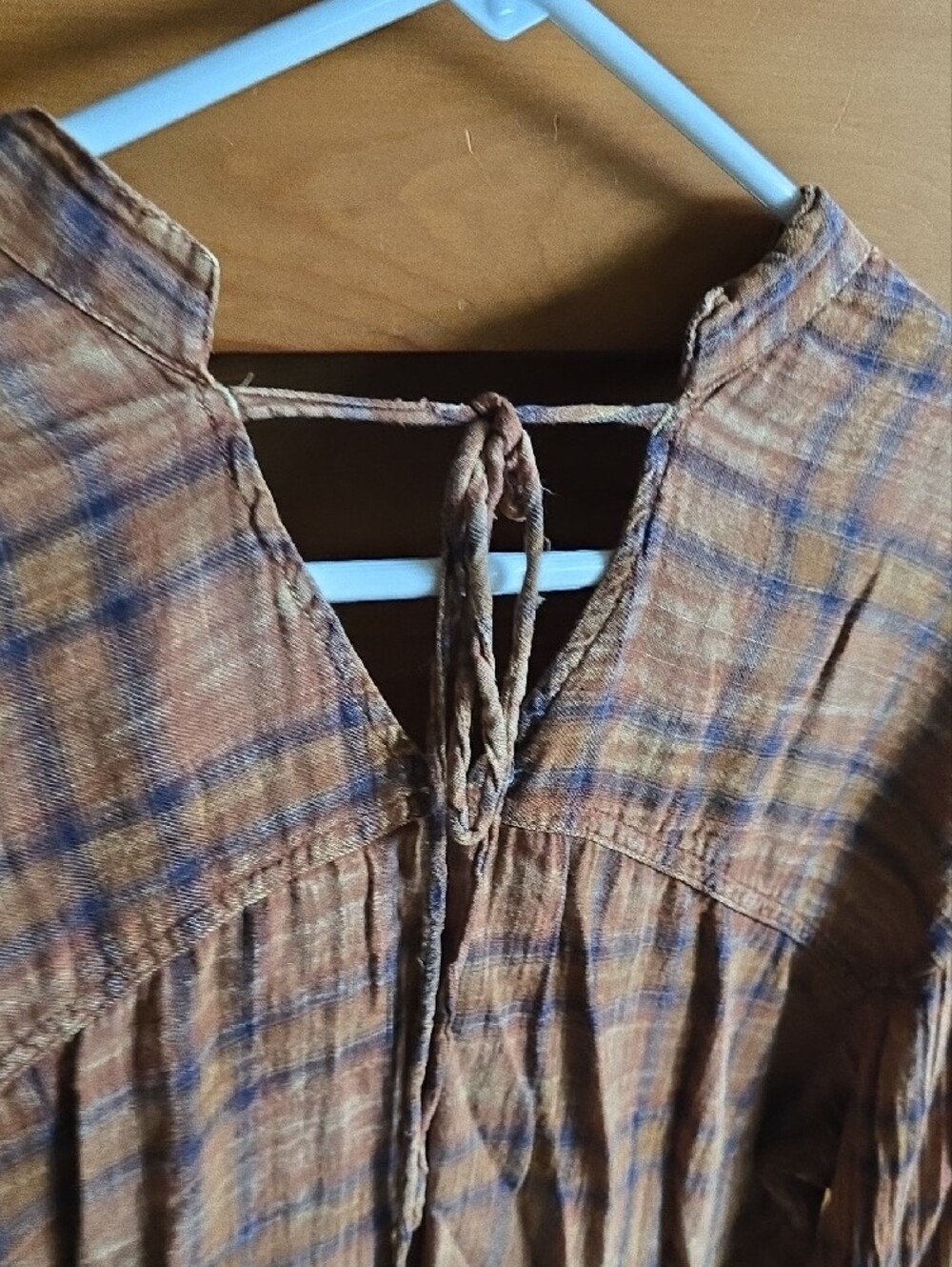 We The Free Rust Brown Plaid Button-Front Tunic - Picture 6 of 10
